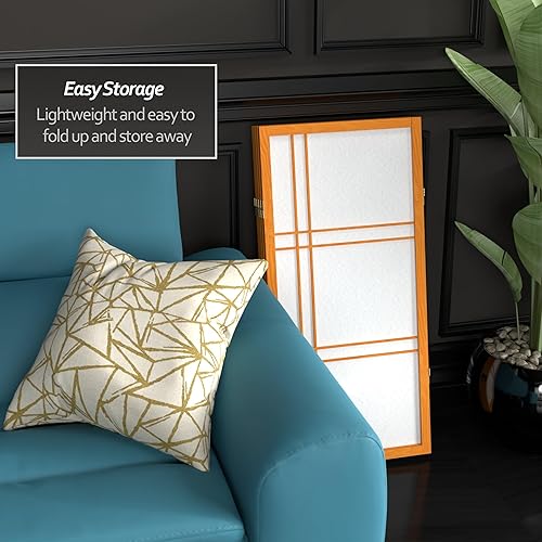 Miniatura 3 de Pantalla Shoji corta de doble cruz de 3 pies - Miel - 4 paneles