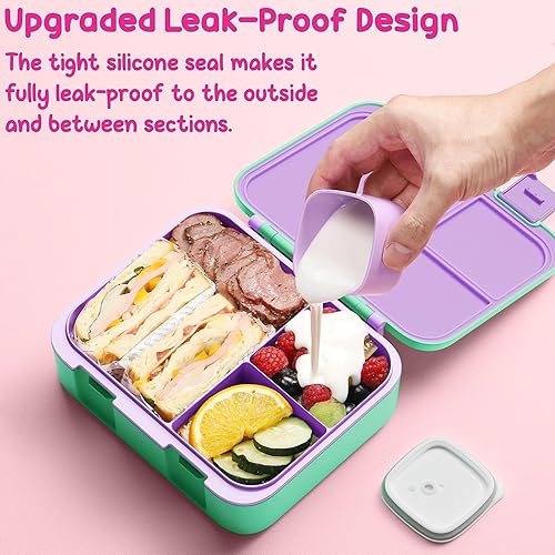 Miniatura 9 de Fimibuke Lonchera Bento para niños con tarro para alimentos, contenedor de almuerzo para snacks de 32OZ con 3 compartimentos, bolsa de almuerzo R2.