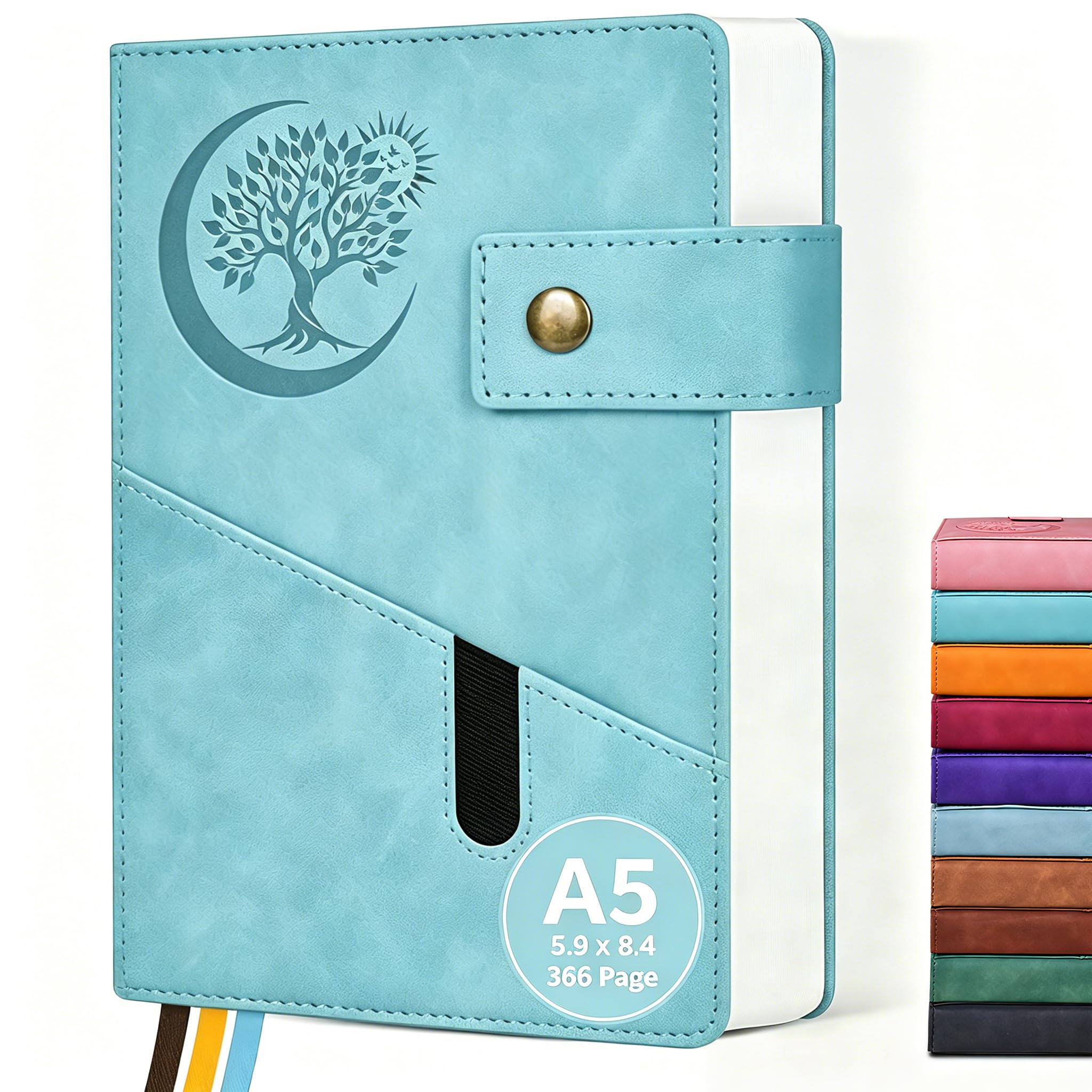 PAIBAS A5 Leder-Tagebuch, 365 Seiten, dick, Hardcover, liniert, für Damen und Herren, mittelgroß, 15 x 21,3 cm, College-Notizbücher für Arbeit, Schule, Reisen, Business, Notizen, Schreibtagebuch