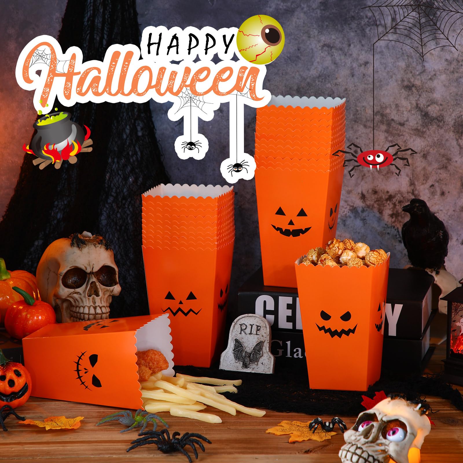 12 Stück Schwarze Katzen Halloween Popcorn-Boxen – Snack-Behälter Für Mottoparty & Filmabend
