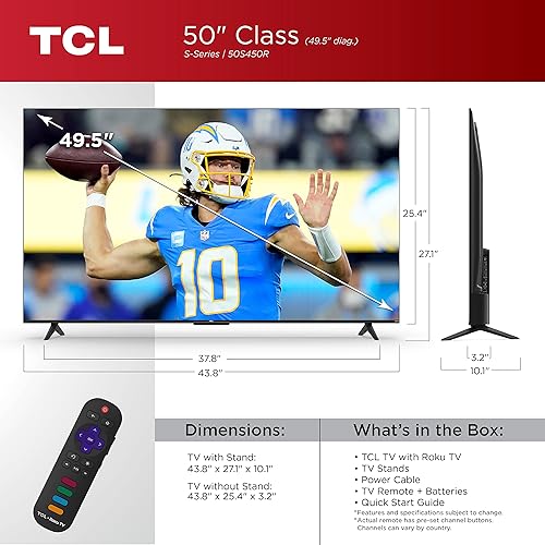 Miniatura 3 de TCL Smart TV Class S4 4K LED de 50 pulgadas con Roku TV (modelo 50S450R, 2023), Dolby Vision, HDR, Dolby Atmos, funciona con Alexa, Google Assistant