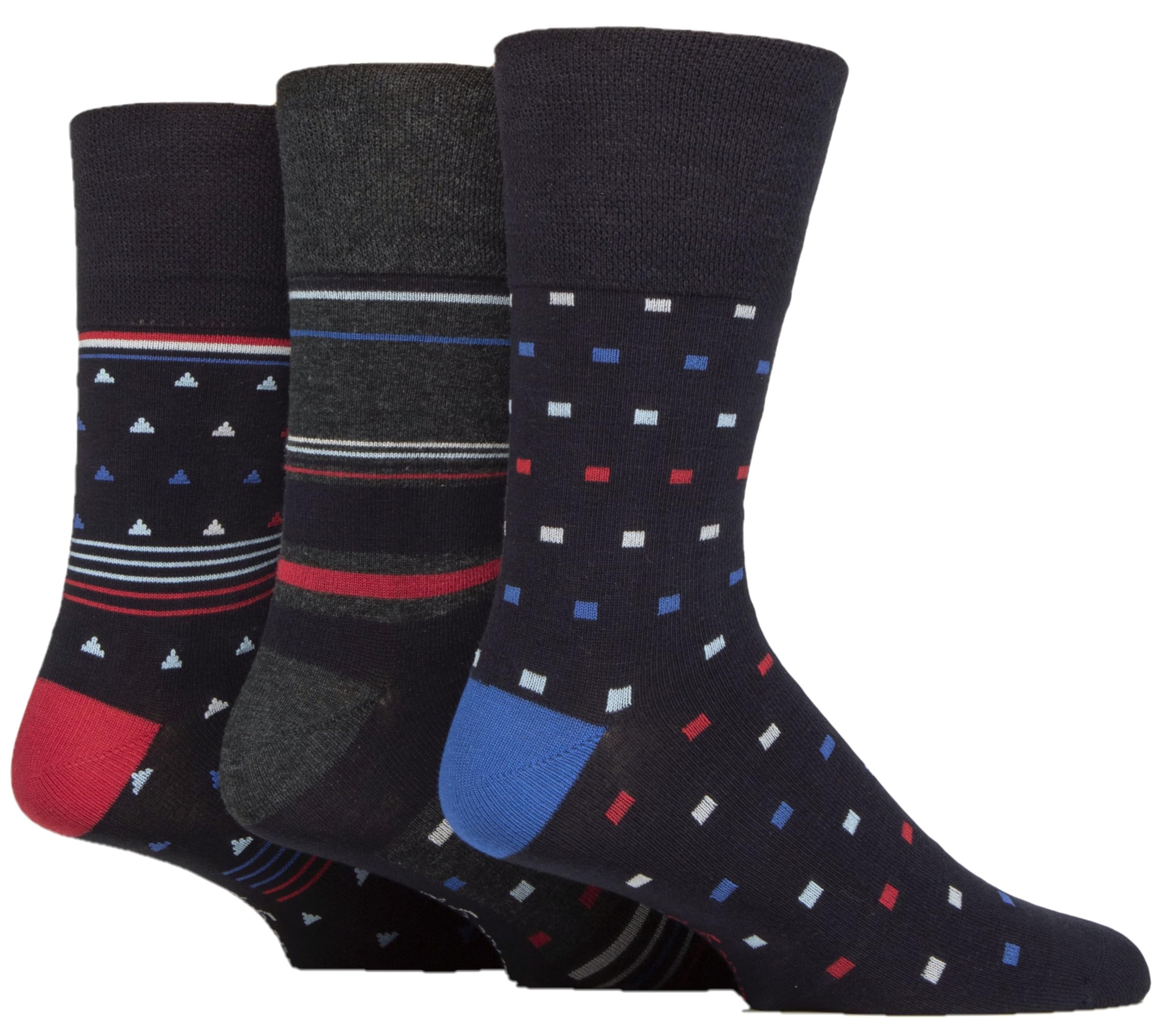 Gentle Grip Mens Striped Plain and Patterned Soft Breathable Bamboo Socks in Mulitpack of 3 Assorted Colours Sizes 6-11 Chilli Pepper 6-11 (SOMRM)