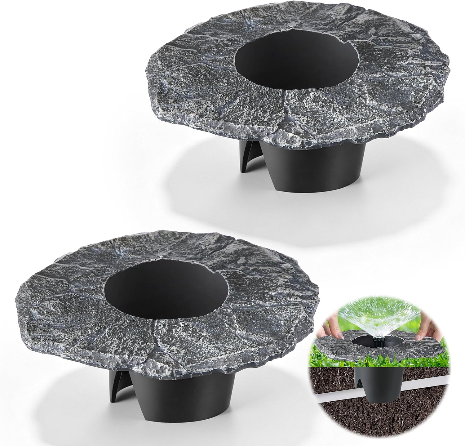 Sprinkler Head Protector Cover Guard, Imitation Stone Resin Donut Style Lawn Sprinklers Head Protector, Sprinklers Cover Prevents Mower & Weed Damage, Easy Install Sprinkler Covers for Lawns(1 Pack)
