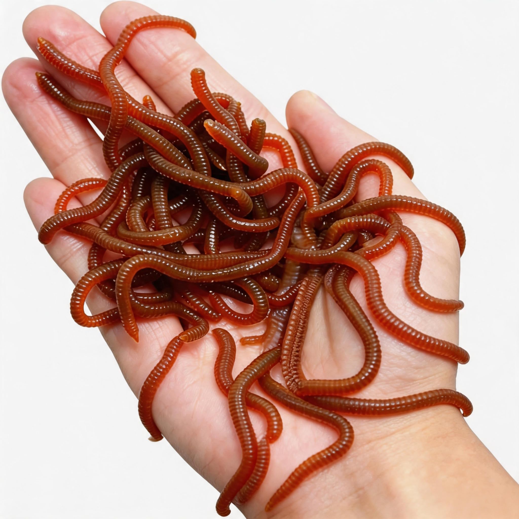 100 Pcs Realistic Fake Worms, Soft Stretch Rubber Red Wiggler Earthworms, Multi-use Fishing Baits, Halloween Decorations & April Fools Prank Party Favors