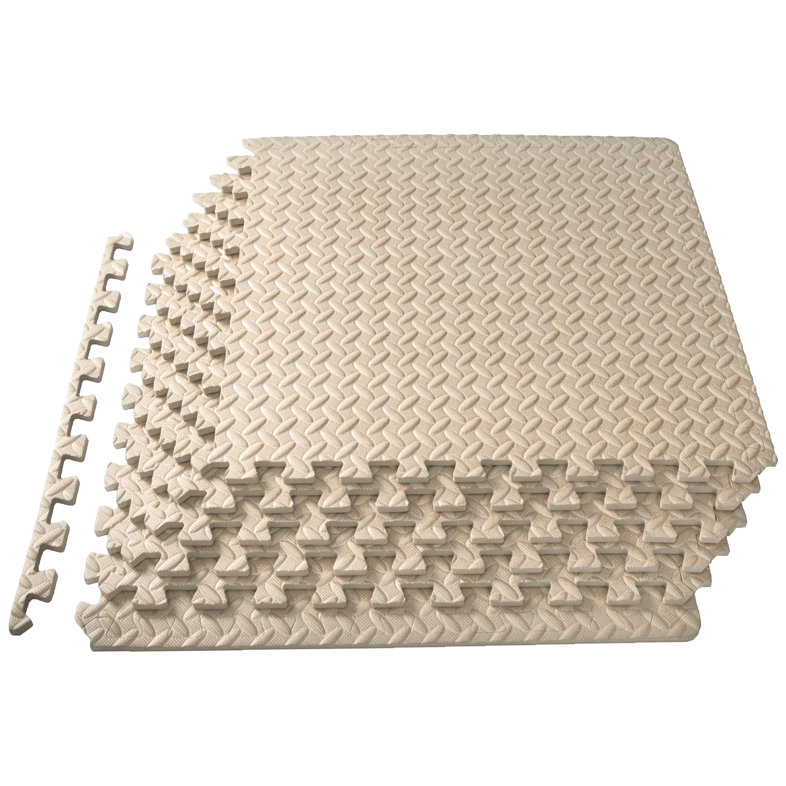 Photo 1 of *Minor damage/see last photo* ProsourceFit Puzzle Exercise Mat ½”, EVA Foam Interlocking Tiles, Protective Flooring for Gym Equipment and Cushion for Workouts Beige - 1/2 Inch - 24 Sq Ft - 6 Tiles