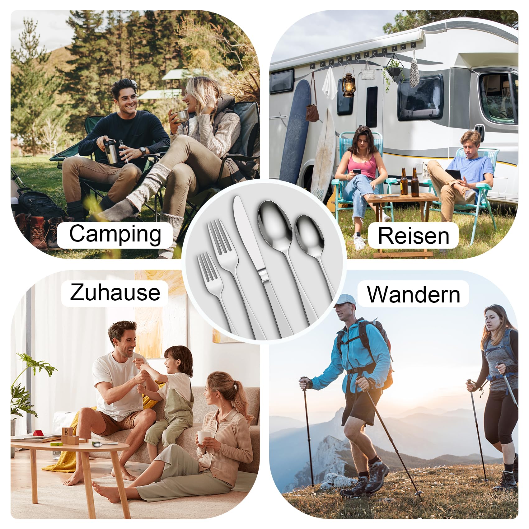 500-teiliges Besteck Set für 100 Personen,Edelstahl Besteck mit Steakmesser,Rostfreies Spülmaschinenfestes Essbesteck Set,Tafelbesteck Hochglanzpoliert,für Zuhause Grillen Party Camping