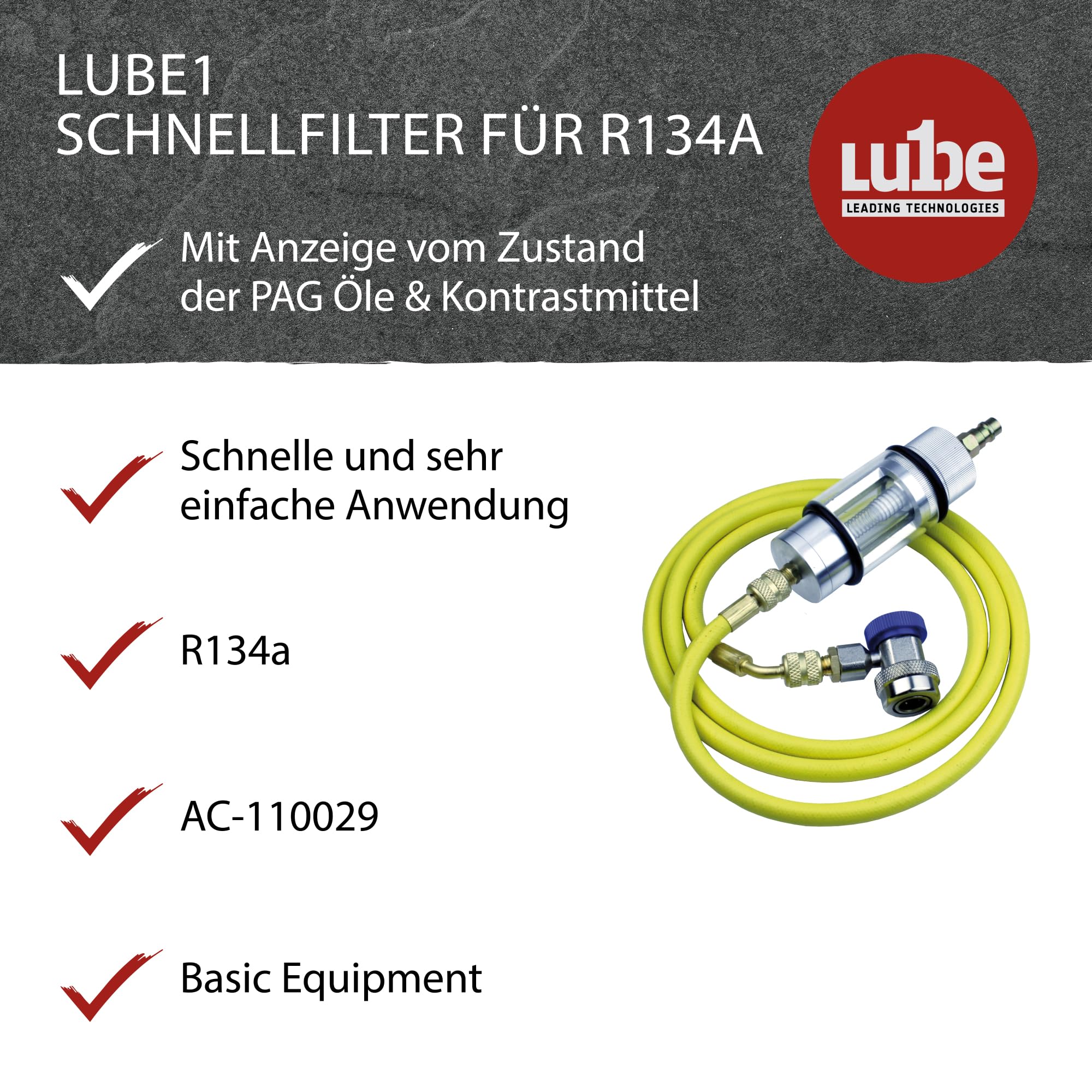 Schnellfilter für R134a Kältemittel, Innenraumfilter, Filter für Autos zum Schutz des Klimaservicegerätes vor Verunreinigungen, Feststoffen und Abrieb