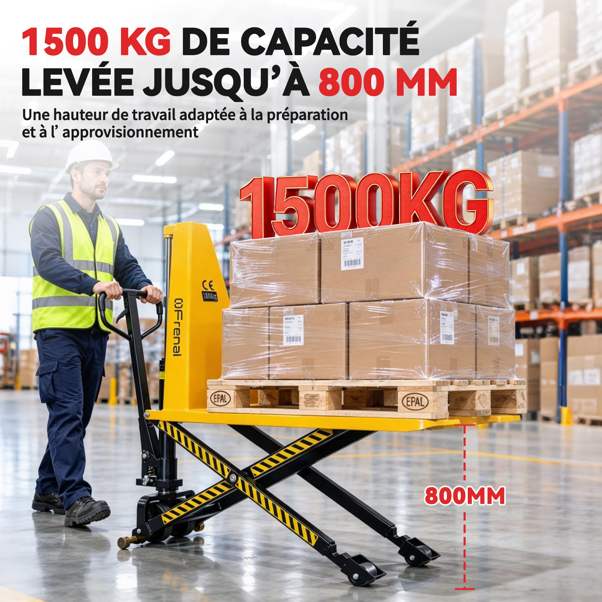 HLS1500N Transpalette Manuel à levée Haute 1500 kg, fourches 1150 mm