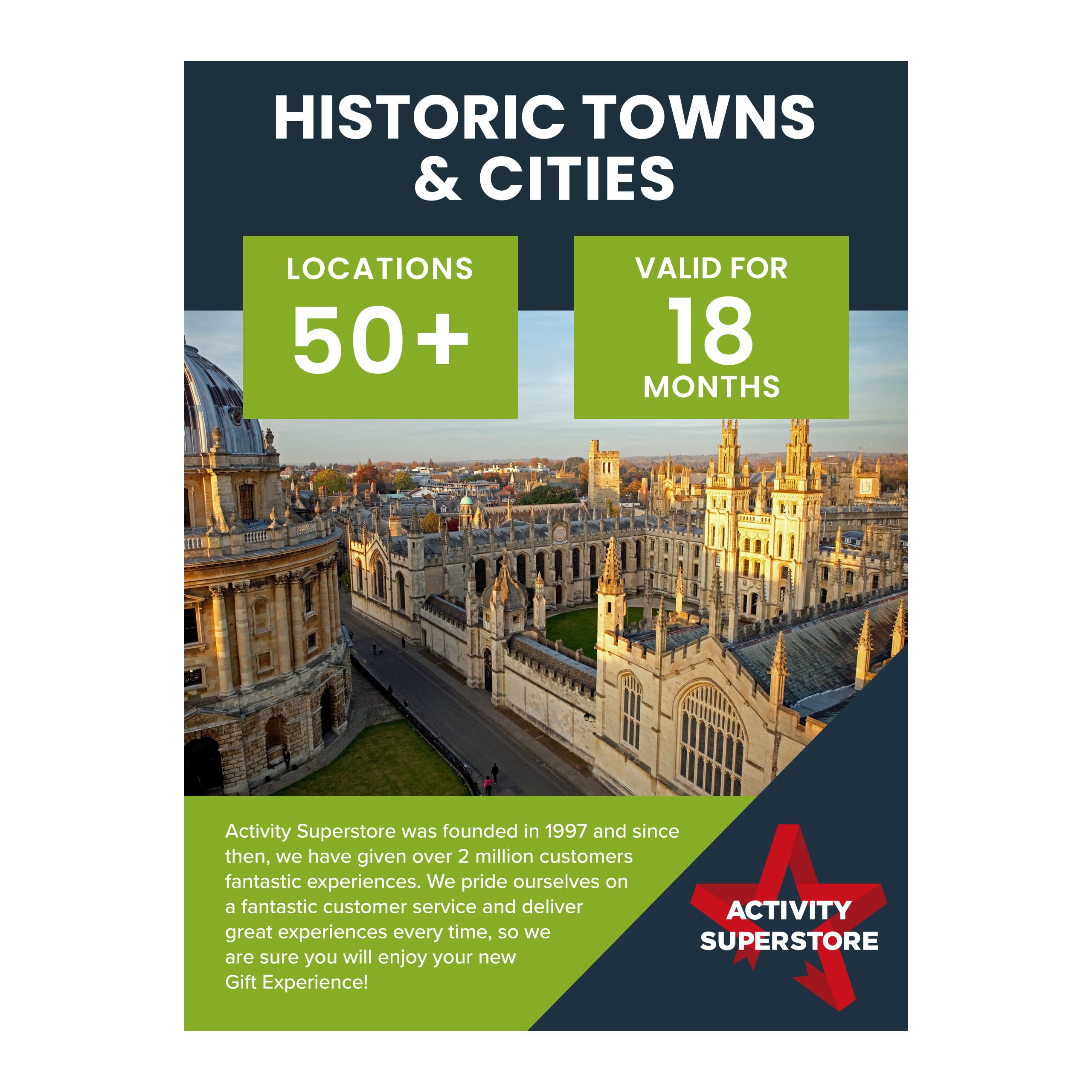 Activity Superstore Historic Towns & Cities Gift Experience Voucher, Two Night Getaway, Available at 50+ UK Locations