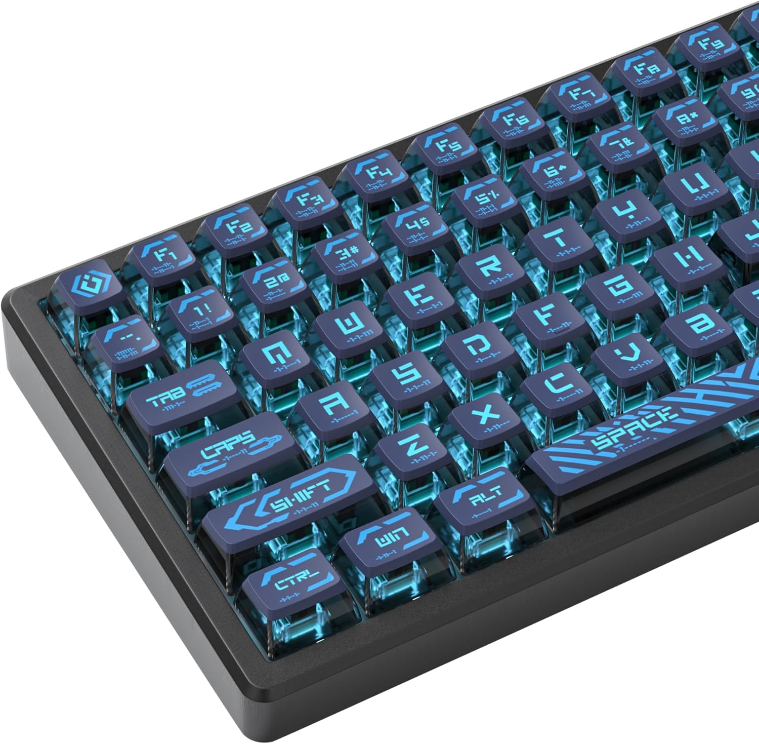 PBT Keycaps-Side Printed Keycap Set, Double Shot Custom Keycaps, Minimalist Black Gray 140 Keys, for ANSI US Layout 60% 65% 95% Mechanical Keyboard