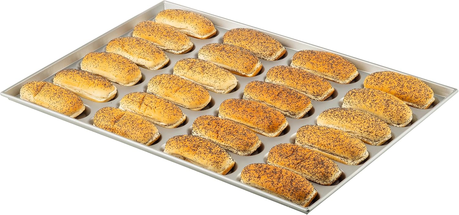 TableCraft Hot Dog Bun Pan, 24 Molds, Aluminized Steel, Nonstick Glaze