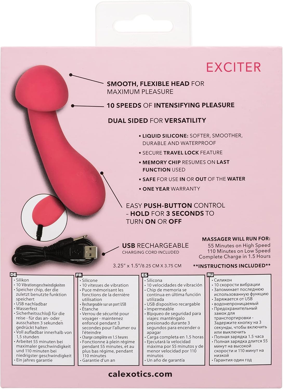 CalExotics Liquid Silicone Pixies Exciter – Rechargeable Travel Size Mini Vibrator –Waterproof Adult Sex Toy for Women – Pink
