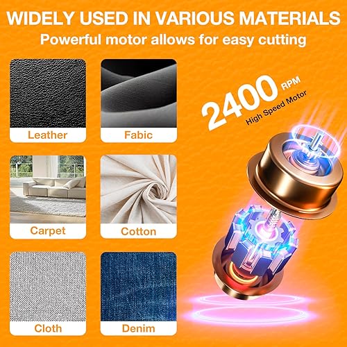 Miniatura 5 de YUZES Cortador rotatorio eléctrico para tela, tijeras eléctricas multicapa de 150 W para tela, alfombra y tela, con cuchilla de repuesto, grosor de