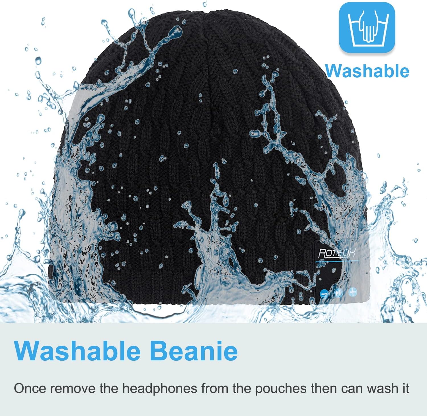 Rotibox Washable Bluetooth Beanie Hat with Wireless Stereo Over Ear Headphones Headsets Earphone Speaker Hands Free - Image 5