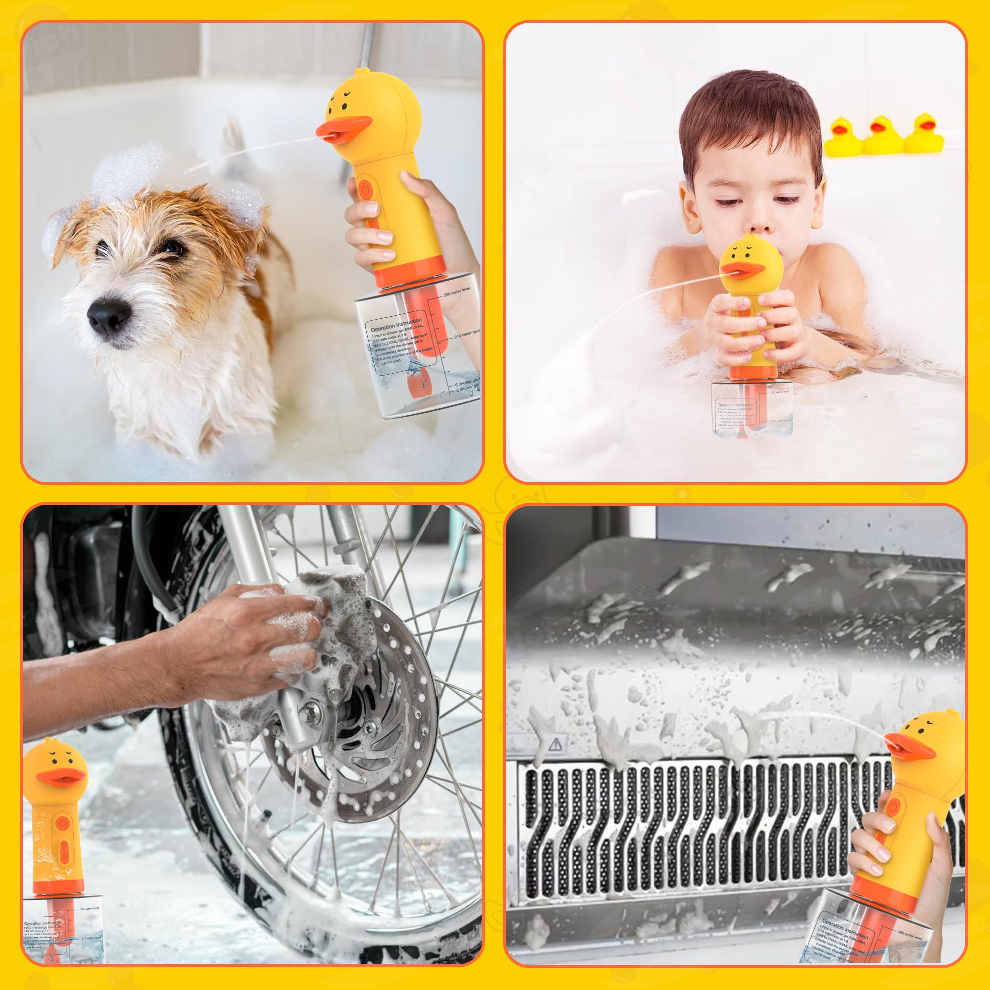 Homrich Distributeur Électrique De Savon pour Chien, Machine Automatique De Mousse De Nettoyage, Pulvérisateur De Shampoing avec Brosse pour Bain Chien Et Chat, Mousseur pour Toilettage D’Animaux