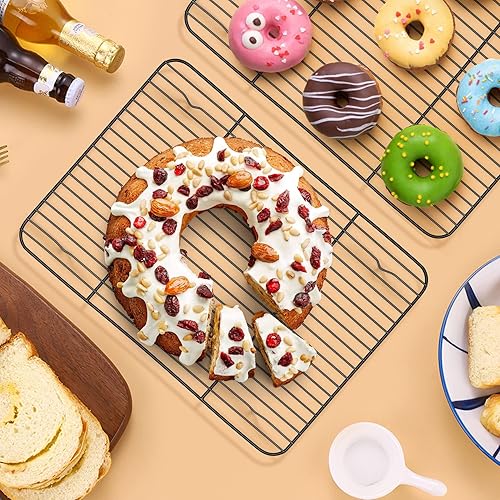 Miniatura 5 de P&P CHEF Juego de 2 estantes de enfriamiento antiadherentes para hornear para cocinar a la parrilla, paquete de 2 estantes de secado para uso en