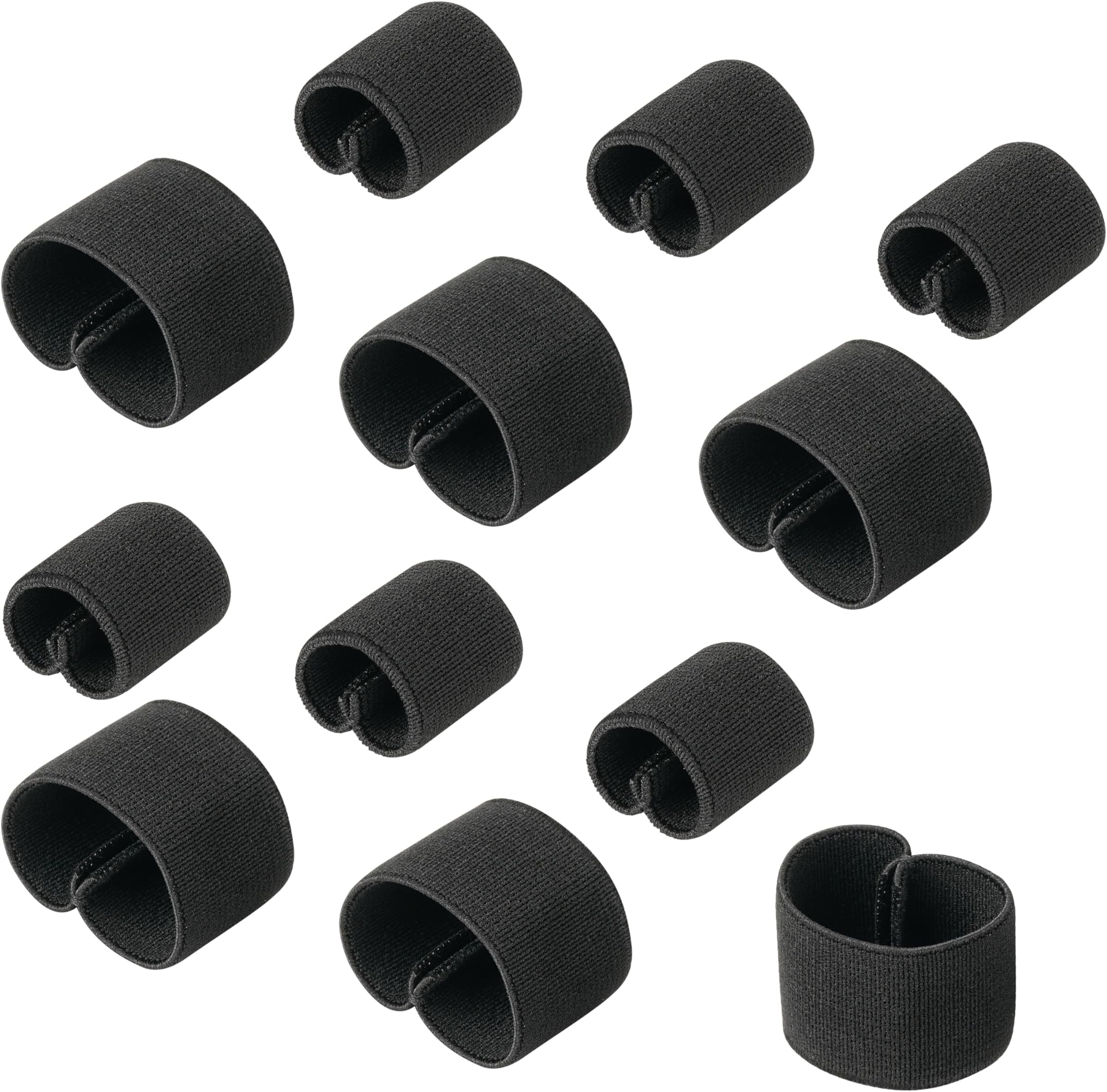 Elastic Belt Loop Keeper, 12 Pcs Elastic Duty Belt Tail Keeper for 1" Backpack Straps or 1.5" Wide Organizers - 2 Sizes, Black