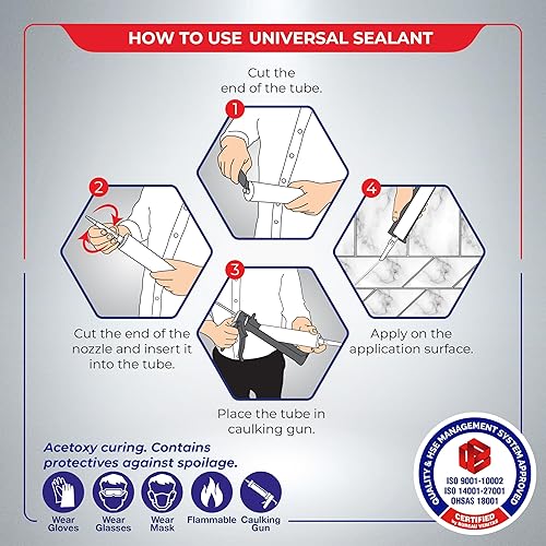 Miniatura 3 de Sellador multiusos 100% silicona (6 x 8.4 fl oz) transparente, impermeable, paquete de 6