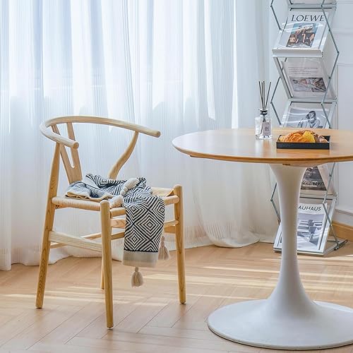 Miniatura 8 de XINNAN Wishbone Silla de comedor con respaldo en forma de Y de madera maciza moderna de mediados de siglo (2 juegos, negro mate)