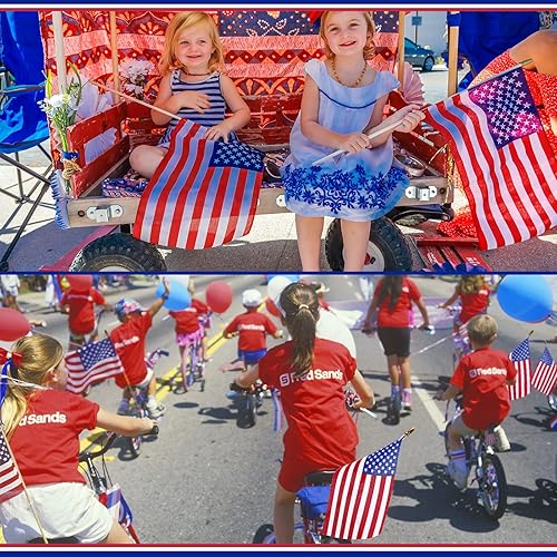 Miniatura 5 de 150 banderas americanas pequeñas en palo, 8 x 12 pulgadas, mini banderas de Estados Unidos de madera a granel para césped, patio, decoraciones del 4