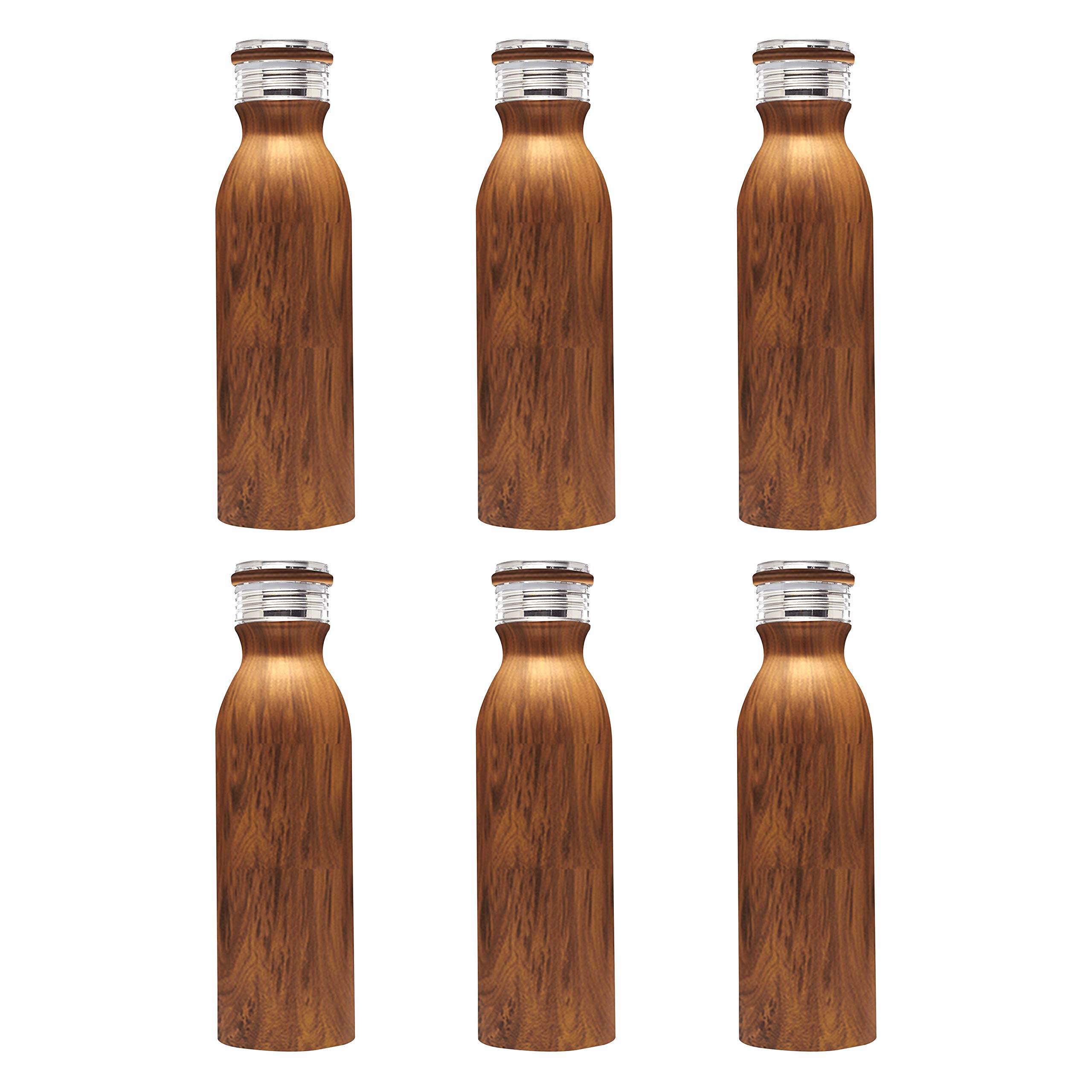 DISCOUNT PROMOS Stainless Steel Water Bottles by Echo 20 oz. Set of 6, Bulk Pack - Double Wall, Perfect for Coffee, Soda, Other Hot & Cold Beverages -
