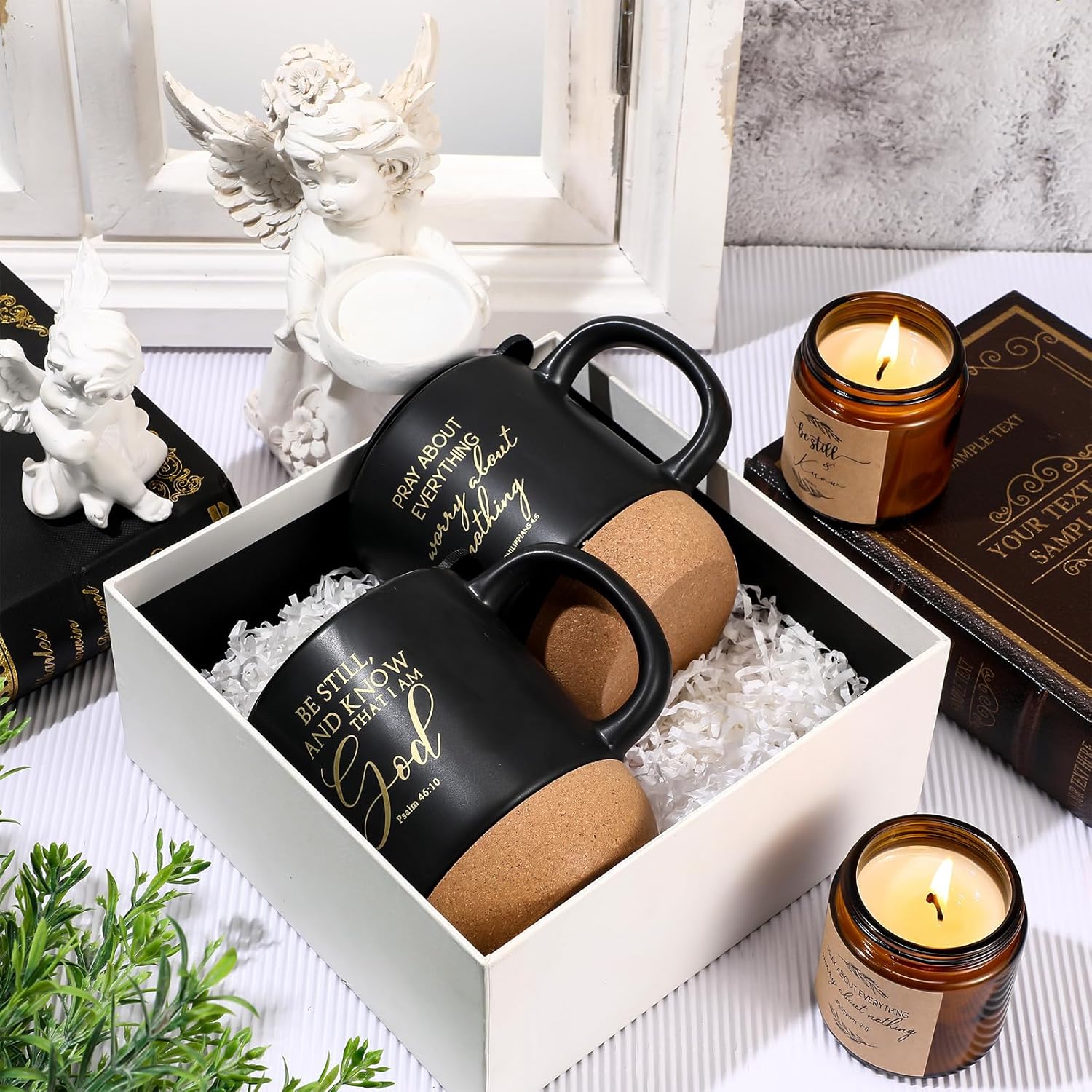 Christian Gift Pastor Man of God Religious Gift Bible Verse A6 Prayer Journal with Pen Coffee Mug 15oz & Scented Candle for Dad Husband Church Member Coworker(2 Set,God) - Image 7