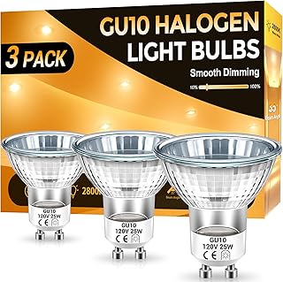 DORESshop GU10 Bulb, Halogen Light Bulbs, Wax Warmer Bulbs, 25W Replacement Bulb for Candle Warmer, Track Light Bulbs, Recessed Light Bulbs, Candle Warmer Light Bulbs, 3 Pack