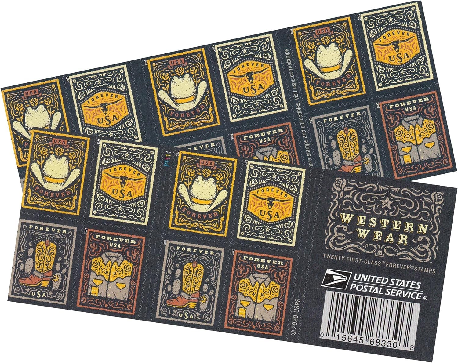 Western Wear Forever Postage Stamps (2 Sheet, 40 Stamps)