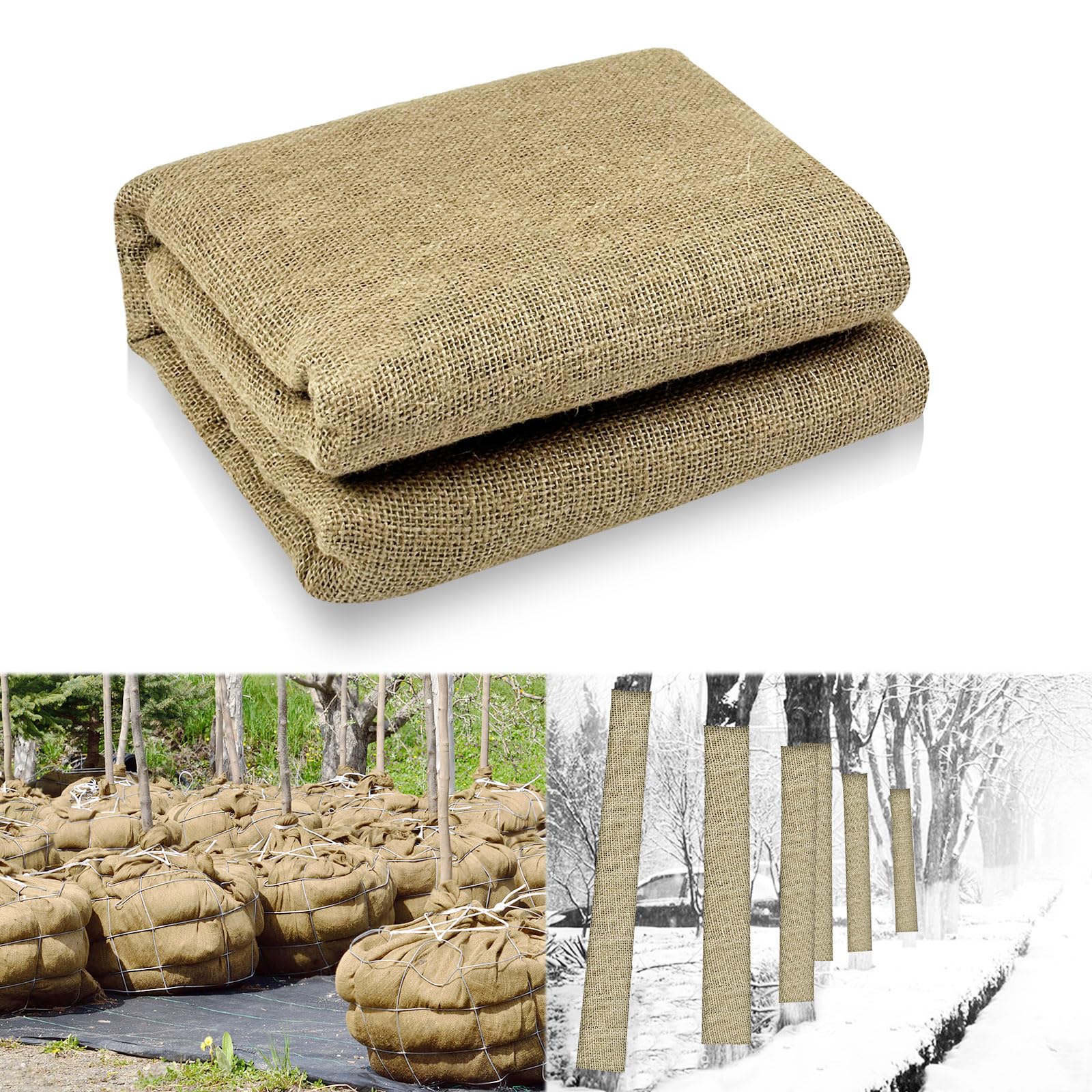 19.68ft x 39.37in Natural Burlap Plant Covers Freeze Protection Burlap Winter Frost Plant Blankets Cloth for Outdoor Bushes Trees and Shrubs Winter Protection