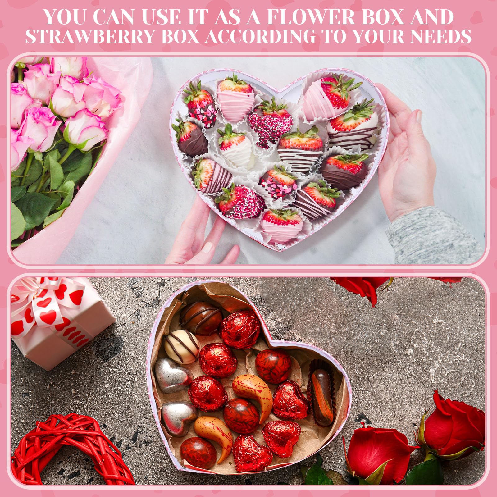 Maxcheck Lot De 120 Boîtes à Friandises De Saint-Valentin En Forme De Cœur Avec Fenêtre - 31,8 X 14 X 6,3 Cm - Boîtes Cadeaux En Forme De Cœur Pour La