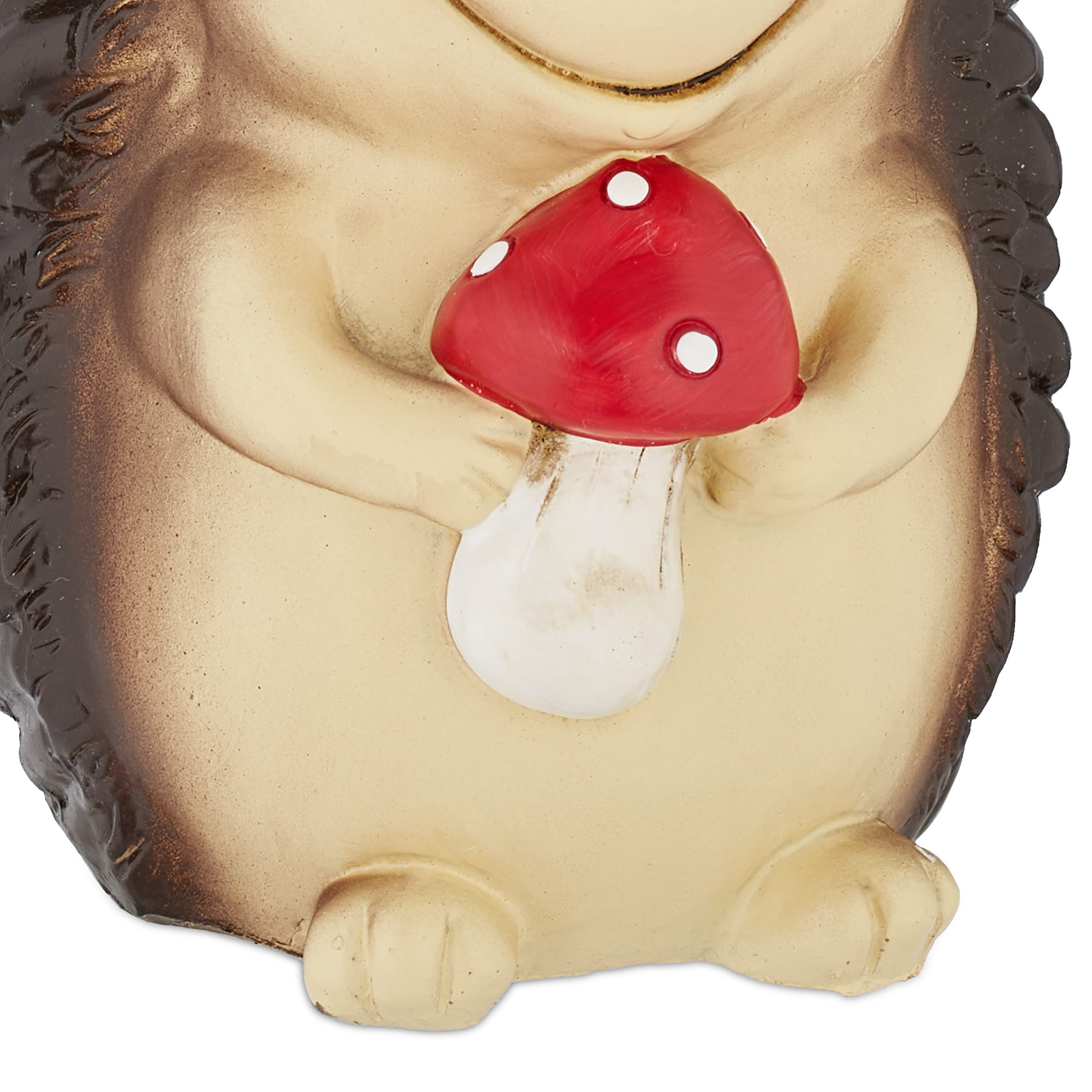Relaxdays Figurka ogrodowa, jeż, odporna na warunki atmosferyczne, dekoracja ogrodowa, wys. x gł.: 15 x 10,5 x 10,5 cm, jesienna figurka dekoracyjna, do użytku wewnątrz i na zewnątrz, brązowa