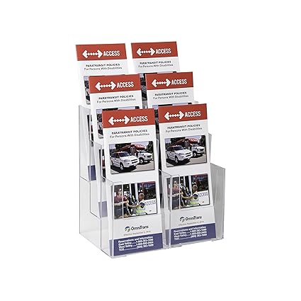 Clear-Ad - LHF-S106 - Acrylic 3 Tier 6-Pocket Brochure Holder - Pamphlet Display Rack (Pack of 9)