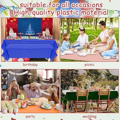Miniatura 7 de Frienda 12 manteles de plástico desechables de colores surtidos, manteles rectangulares de plástico desechables para fiestas temáticas, cumpleaños