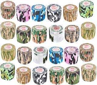 Vet Wrap Tape Bulk (Assorted Camo Colors) (24 Pack) (2 Inches Wide) Vet Wrap Medical First Aid Tape Self Adhesive Adherent for Ankle Wrist Sprains and Swelling