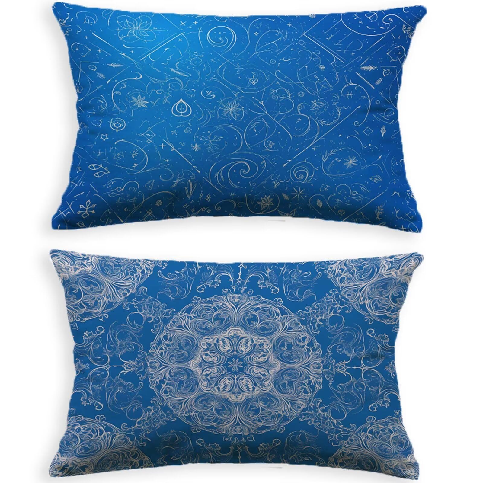 Housse de coussin bleu 50x70 cm lot de 2 en velours avec fermeture éclair invisible O-787B