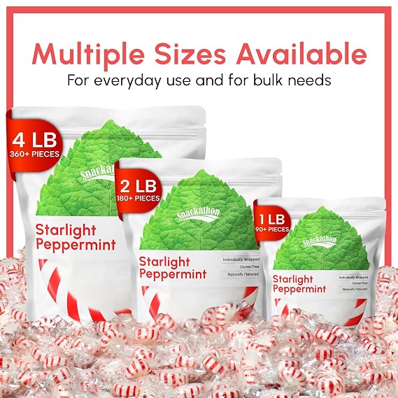 Starlight Candy, Individually Wrapped, Peppermint, 1 Pound, 90+ Pieces