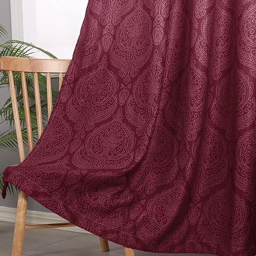Miniatura 3 de DWCN Cortinas opacas degradadas para oscurecer la habitación del dormitorio, cortinas opacas con ojales con patrón de damasco de lujo para sala de