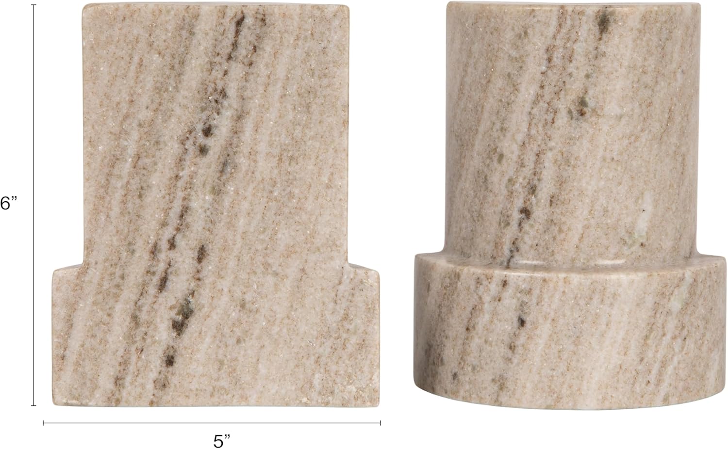 Bloomingville 2-Piece Marble Bookends, Beige