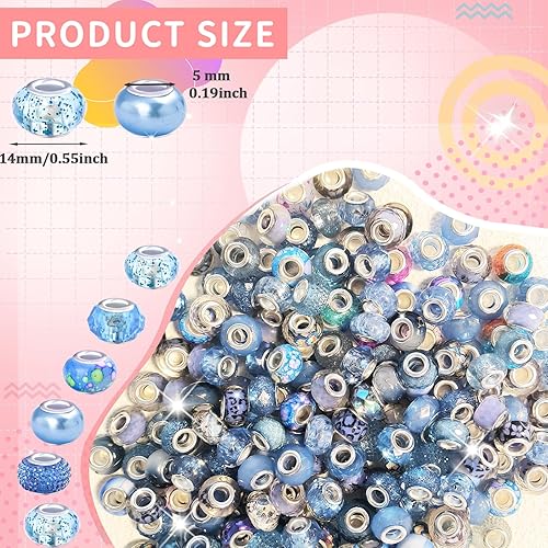 Vista 81 de Cuentas de agujero grande negro europeo para bolígrafos, 100 piezas surtidas de agujeros grandes de hadas, varita de jardín, cuentas espaciadoras