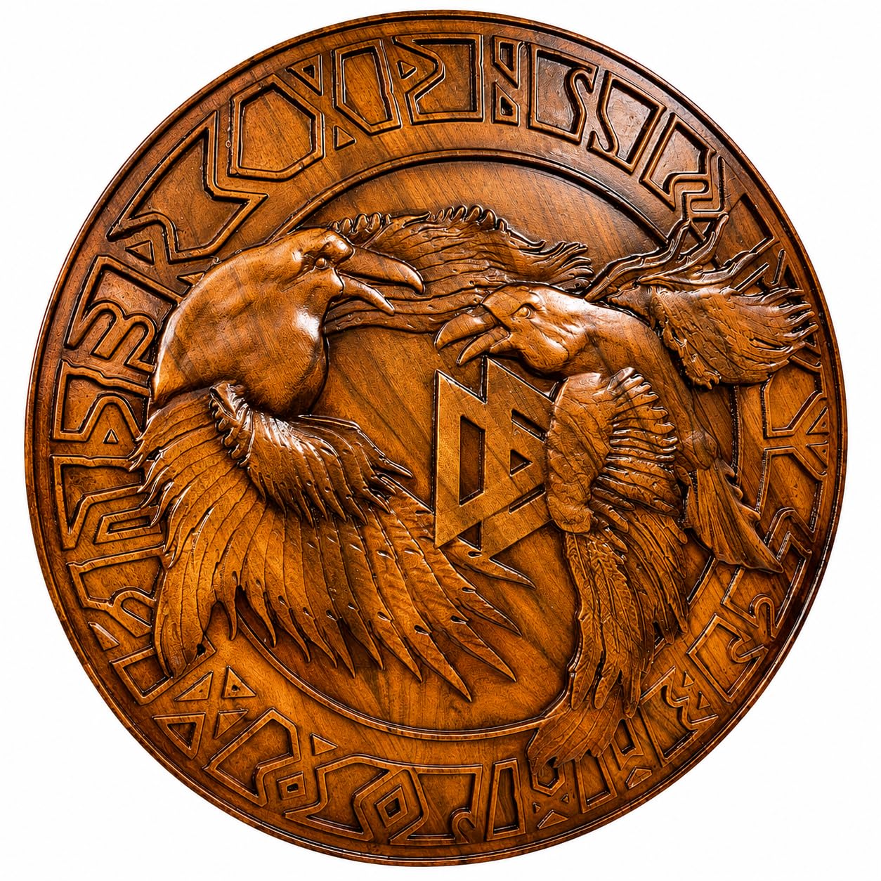 Nautical Replica Hub Wooden viking shield, Viking symbol Raven, Viking decor wall art Odin Hugin and Munin Round shield