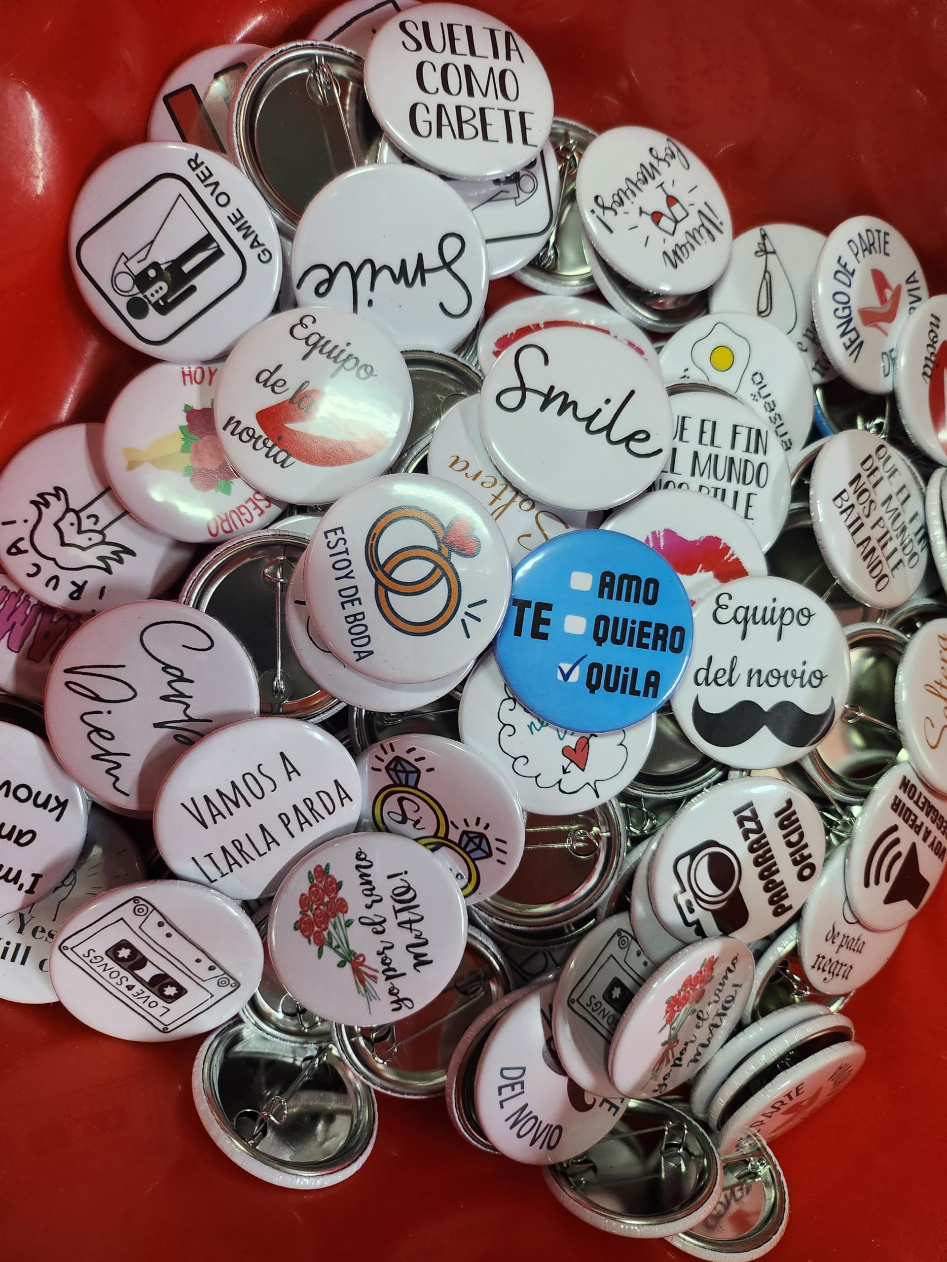 Uvimark | Pack de 100 Chapas para Boda | Chapas Divertidas | Chapas Variadas para Celebración de Casamiento, Matrimonio