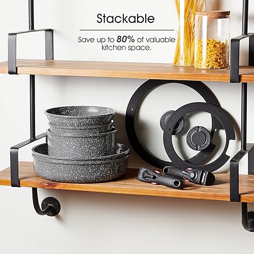 Miniatura 2 de ROSSETTO 7pcs Pots and Pans Set Non Stick from France, Ceramic Cookware Set with Removable Handle, Induction RV Kitchen Cookware Set, Stackable,