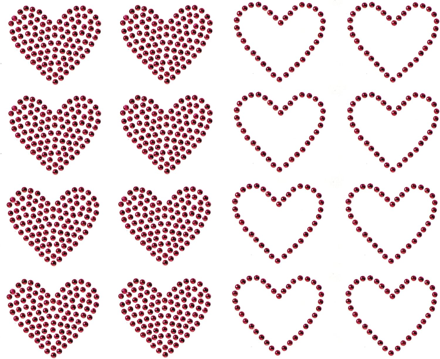 Set of 16 Neon Pink Heart Rhinestuds 1.75 inch Iron on Hotfix Transfer T-Shirt Fabric Design Heart Bling DIY