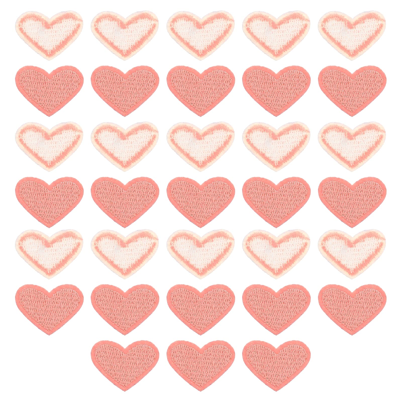 sourcing map Herz Geformt Flicken zum aufbügeln Eisen auf Patches Coral Bügelflicken Patches Gestickt Aufnähen für Kleidung Jacken Rucksack Schuhe Reparieren Dekorationen 33 Stück