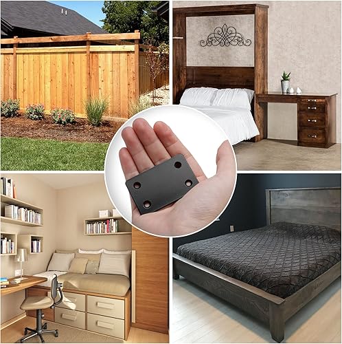 Miniatura 5 de Bivethoi 8 placas de esquina recta plana, acero inoxidable negro de 0.069 pulgadas de grosor, soporte recto - 2.36 x 1.5 pulgadas - Placa de soporte