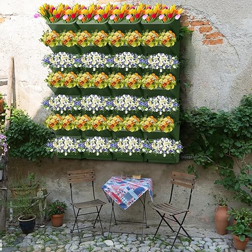Miniatura 7 de Maceta vertical de pared apilable para interiores y exteriores, con 60 bolsillos, para jardín, con riego automático, para plantas, plantas, plantas,