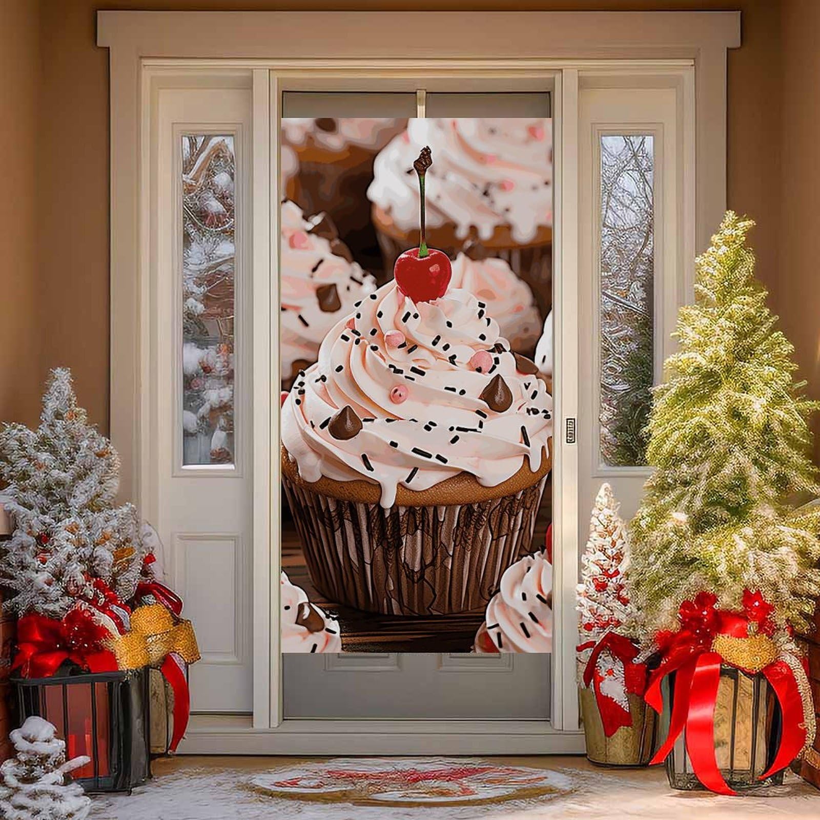 NTVOWPZO Cupcake and Muffin Door Curtains for Doorway Privacy Dividers Door Banner Blackout Curtains Fabric Door Window Curtain for Home Bedroom Kitchen Decor 35.4x70.9 in Decorative Banner