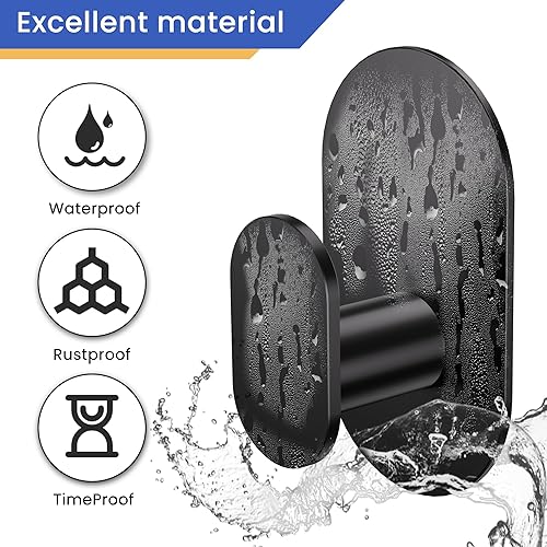 Miniatura 7 de Ganchos adhesivos, ganchos de pared resistentes para colgar abrigos, sombreros, toallas, batas, bolsos, acero inoxidable, impermeables, para baño,