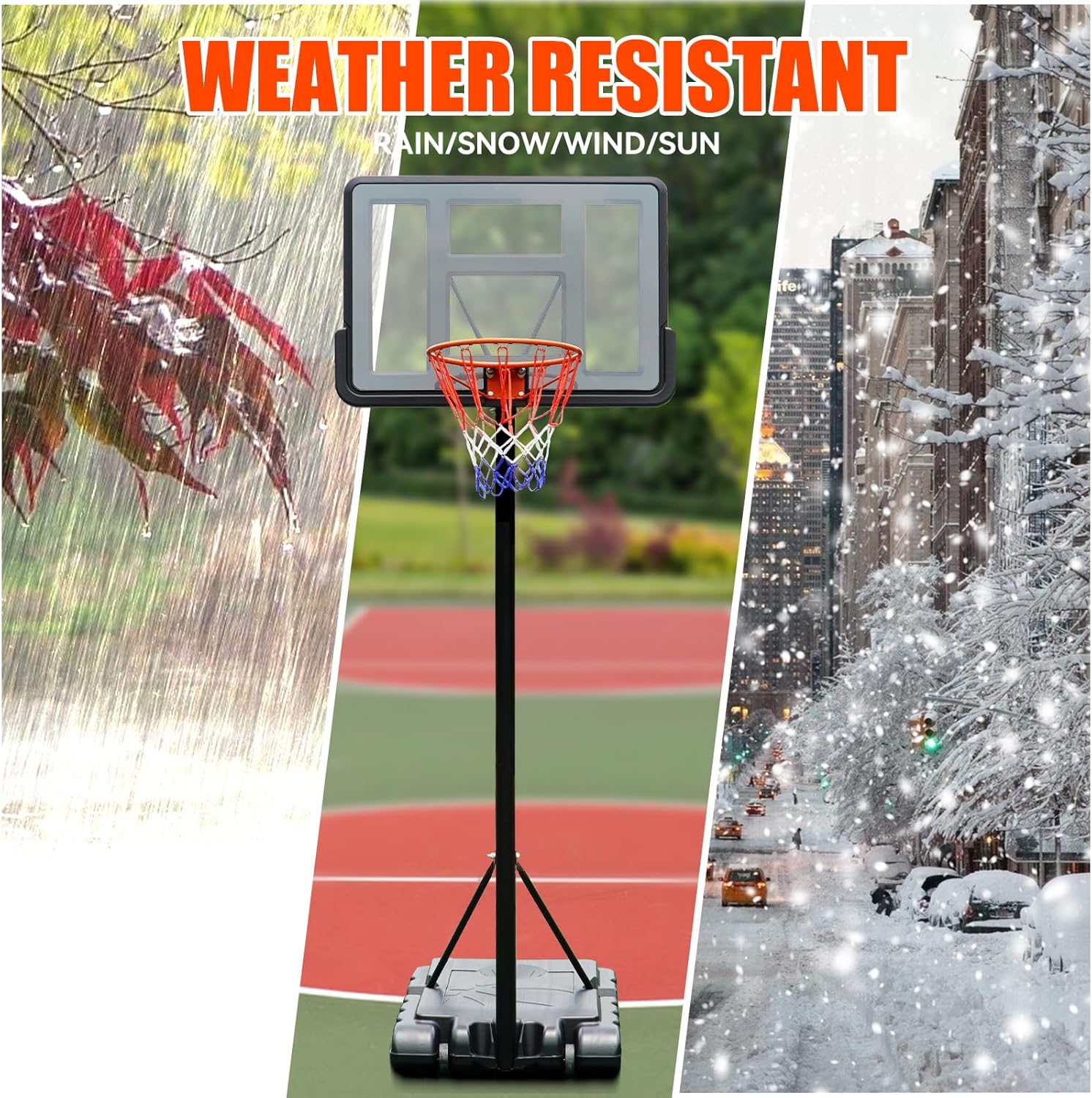 Geekman Basketball Hoop, 4.9-10ft Adjustable Height Mini Portable Basketball Hoop, 44 in Shatterproof Backboard Basketball Hoop & Goal for Kids, Adults, and Teenagers