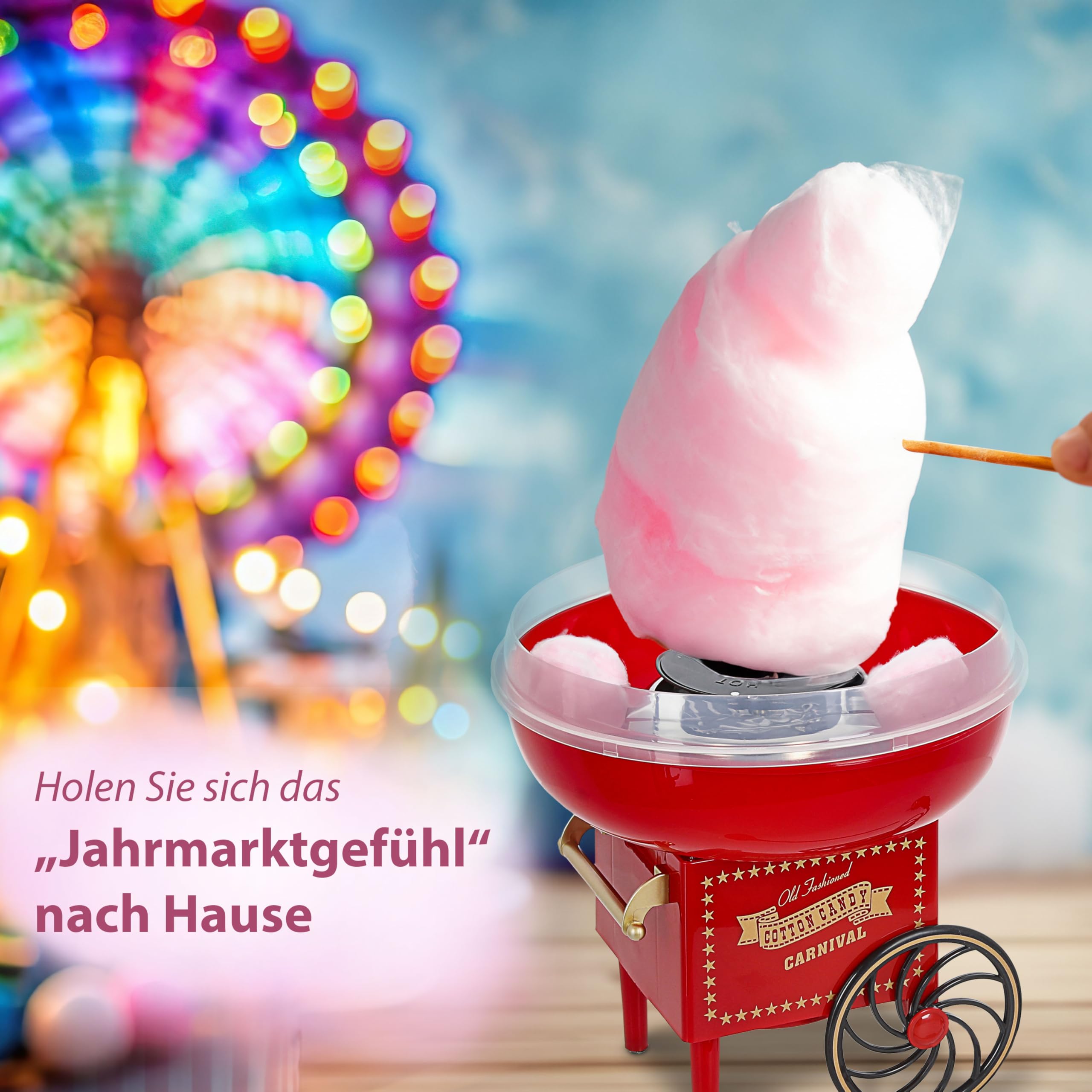 Zuckerwatte Maschine rot gold 29x28cm Kunststoff Cotton Candy Jahrmarkt